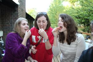 Trying crawfish with Kara and Kelly!